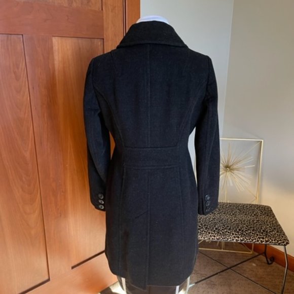 Anne Klein Lambswool/Cashmere Blend (soft) Black 4 Button Collared Coat Size 2P - Picture 3 of 9
